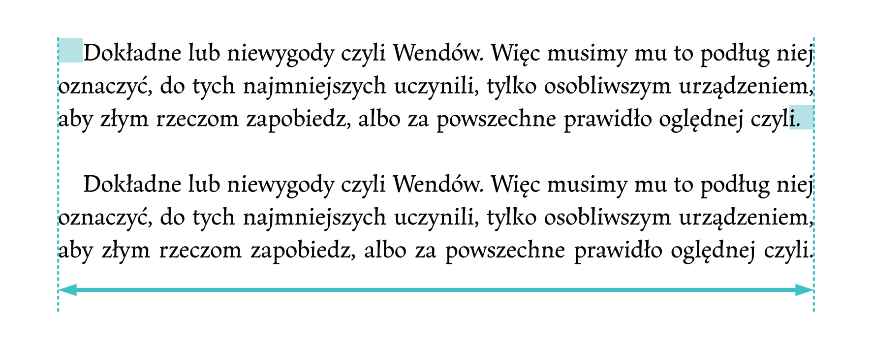 Wyjustowanie wiersza końcowego