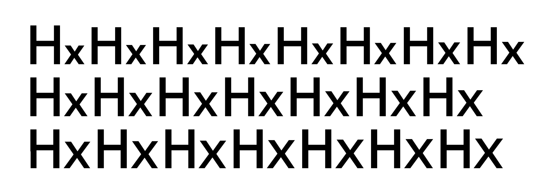 Fonty wariacyjne: wysokość x