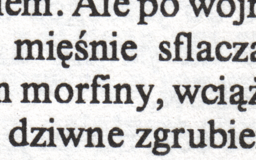 Brak ligatur standardowych w druku